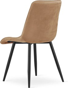 Scaun de masa SPLIT VELVET cu picioare negre, maro