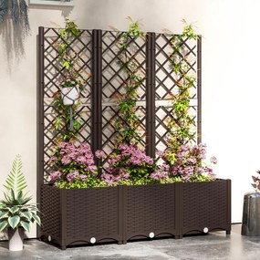Outsunny Jardinieră cu spalier pat ridicat pentru grădină jardinieră exterioară cu 8 orificii de drenaj 120 x 40 x 135 cm maro | Aosom Romania