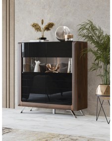 Vitrină Kassie Typ 42 (negru lucios + nuc columbia) (cu iluminat). 1108365