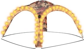 vidaXL Cort de petrecere cu LED și 4 pereți, camuflaj, 3,6x3,6x2,3 m