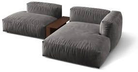 Colțar modular gri cu tapițerie din catifea (cu colț pe partea dreaptă/cu șezlong) Martina – Micadoni