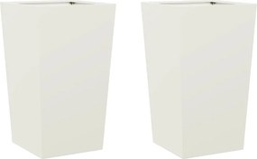 vidaXL Jardiniere de grădină, 2 buc., alb, 45x45x75 cm, oțel