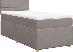 vidaXL Pat box spring cu saltea, gri taupe, 90x190 cm, textil
