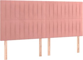vidaXL Tăblie de pat roz 180x5x118/128 cm catifea