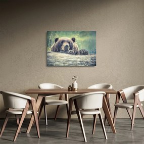 Tablou pe sticlă cu urs (70x50 cm)