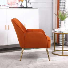 Fotoliu de salon din catifea, Design ergonomic, Portocaliu