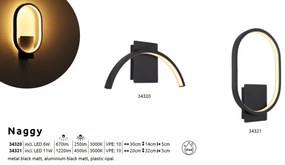 Aplica LED pentru iluminat exterior IP44 Naggy negru H-32cm
