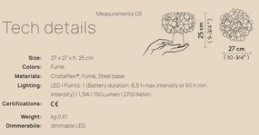 Veioza, Lampa de masa cu baterii ideala restaurant, realizata manual CLIZIA Fumuriu