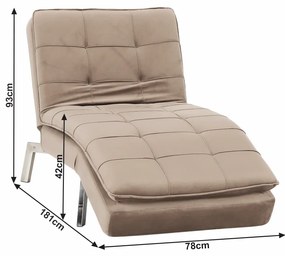 Fotoliu extensibil, gri maro TAUPE/crom, REMAN