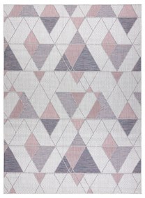 Covor SISAL SION Geometric, triunghiurile 3006 țesute plate ecru / roz - SECUNDAR-COTATI PRODUSUL