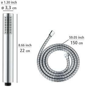 Cap de duș cu furtun argintiu lucios Basic Line – Wenko