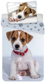 Lenjerie de pat pentru copii gri din bumbac pentru pat de o persoană 140x200 cm Dog – Jerry Fabrics
