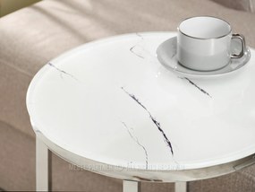 Măsuță de cafea Calvis (marmură albă + crom). 1111583