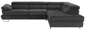 Colţar, piele ecologică gri-maro, model dreapta, BUTON P