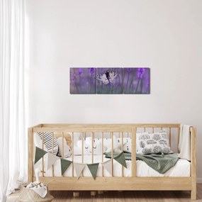Tablou - fluture în lavandă (cu ceas) (90x30 cm)