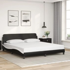 373243 vidaXL Cadru de pat cu tăblie negru și alb 180x200cm piele artificială