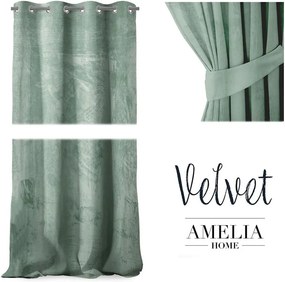 Draperie AmeliaHome Velvet, 140 x 270 cm, verde mentă