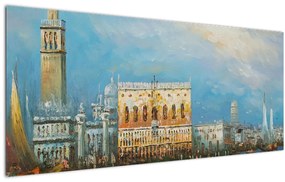 Tablou - Gondola care trece prin Veneția, pictură în ulei (120x50 cm)
