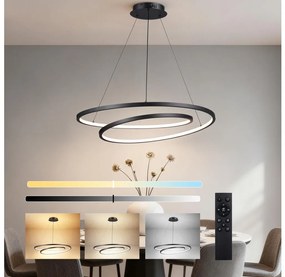 Brilagi-LED Lustra dimabilă suspendată pe cablu TWISTER LED/105W/230V Ø100 cm, neagră, cu telecomandă