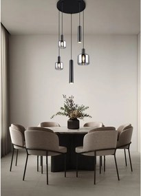 Lustră neagră cu abajur din metal/cu abajur din sticlă ø 40 cm Mataro – Trio