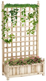 Outsunny Elegant Căsuță de flori cu Grilaj pentru Plante Cățărătoare din Lemn Natural | Aosom Romania
