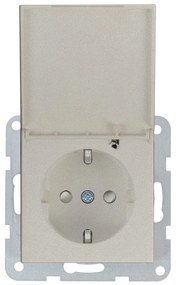 Priza simpla cu impamantare si capac, protectie copii, 16A, IP20, Bronz, Panasonic Karre Plus 55