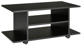 Mobilier Pentru Tv in Lemn cu Roti HOMCOM, Negru,40x40x80cm| Aosom RO