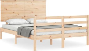 vidaXL Cadru de pat cu tăblie, 140x200 cm, lemn masiv