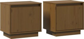 vidaXL Noptiere, 2 buc, maro miere, 40x30x40 cm, lemn masiv de pin