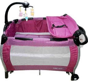 Patut Pliant rotund cu balansoar, Tarc copii Baby Care™ ROUND NEST, Pliabil pe 2 Niveluri cu muzica si Masa infasat, Jucarie Carusel cu jucarii din