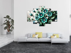 Tablou - Flori turcoaz 3D (150x105 cm)