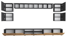 Living haaus Haga V3, Antracit/Stejar Wotan, L 360 cm