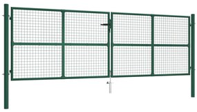 vidaXL Poartă de grădină din plasă, verde, 390 x 125 cm, oțel