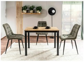 Masa de dining neagra DAMAR 100x60 cm, decor stejar artisan