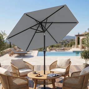 Outsunny Umbrelă Inclinabilă pentru Grădină și Terasă 2.3x2m cu Deschidere Ușoară prin Manivelă, Structură Metalică și 6 Stinghii, Gri | Aosom Romania
