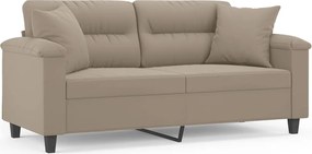 vidaXL Canapea cu 2 locuri, cu perne, gri taupe, 140 cm, microfibră