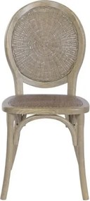 Scaun dining din lemn de ulm cu spătar și șezut împletit din rattan, 44×42×95 cm, „Medallion"
