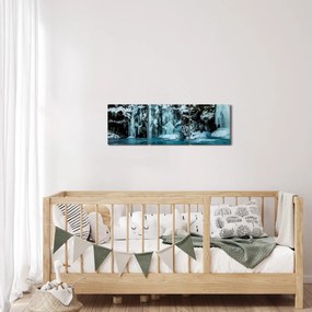 Tablou cu cascade înghețate (cu ceas) (90x30 cm)