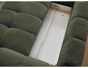 Colțar verde extensibil/cu spațiu de depozitare cu tapițerie din chenille (cu colț pe partea stângă/în formă de ”L”) Everest – Bobochic Paris