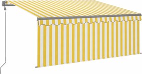 vidaXL Copertină retractabilă automat cu stor, galben & alb, 3x2,5 m