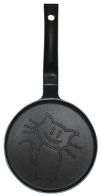 Plită pentru clătite Klausberg KB 7973, 18 cm, Fund în relief cu pisicuță, Acoperire antiaderentă, fără PFOA, Inducție, Negru