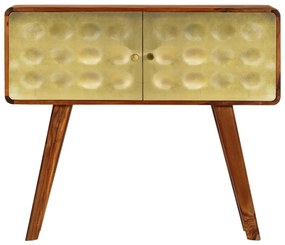 246346 vidaXL Servantă lemn masiv de sheesham cu imprimeu auriu 90x30x77 cm