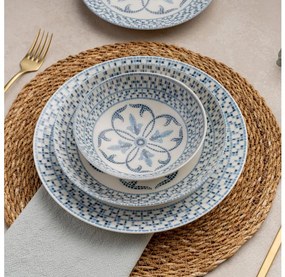 Set veselă 24 piese, porțelan, albastru