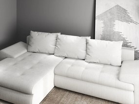 Colțar extensibil dumonde cu ladă de depozitare si sezut confortabil din spuma high-density, Leonardo Zoom Crem 260x185 cm