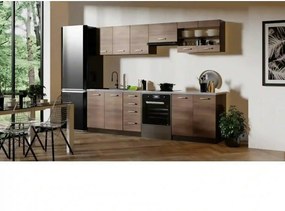 Set bucatarie AMANDA 1, stejar inchis/granit, PAL melaminat/sticla, 26