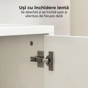 HOMCOM Mobilier Porta TV până la 55", Mobilier TV Suspendat sau pe Podea de 120 cm cu Uși Soft Close, Orificiu pentru Cabluri și Raft din Sticlă, pentru Sufragerie și Salon, Alb Efect Lemn | Aosom Romania