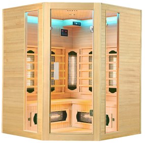 Infračervená sauna/tepelná kabína Nyborg E150V s plným spektrom, panelovými radiátormi a drevom Hemlock