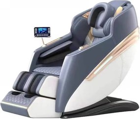 RESIGILAT- Fotoliu de masaj QUITUS, cu Incalzire, Bluetooth, Display, Ecran tactil, Zero Gravity, 2 Boxe, Moduri Automate, Suport Picioare extensibil, Piele Ecologica Premium, Gri