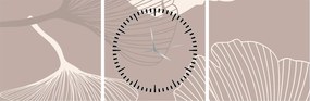 Tablou - Frunze bej N⁰1 (cu ceas) (90x30 cm)