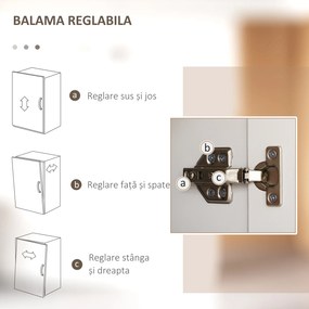 HOMCOM Dulap de Bucătărie cu 5 Rafturi Reglabile și 4 Uși, 60x30x170,5 cm, Alb | Aosom Romania